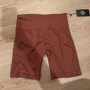 Brown High-Waisted Biker Shorts